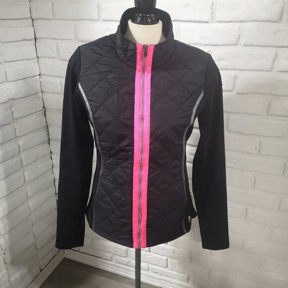Reebok Youth's Girls Size Large Black with Pink Accents Full Zip Athletic Jacket - Picture 1 of 12
